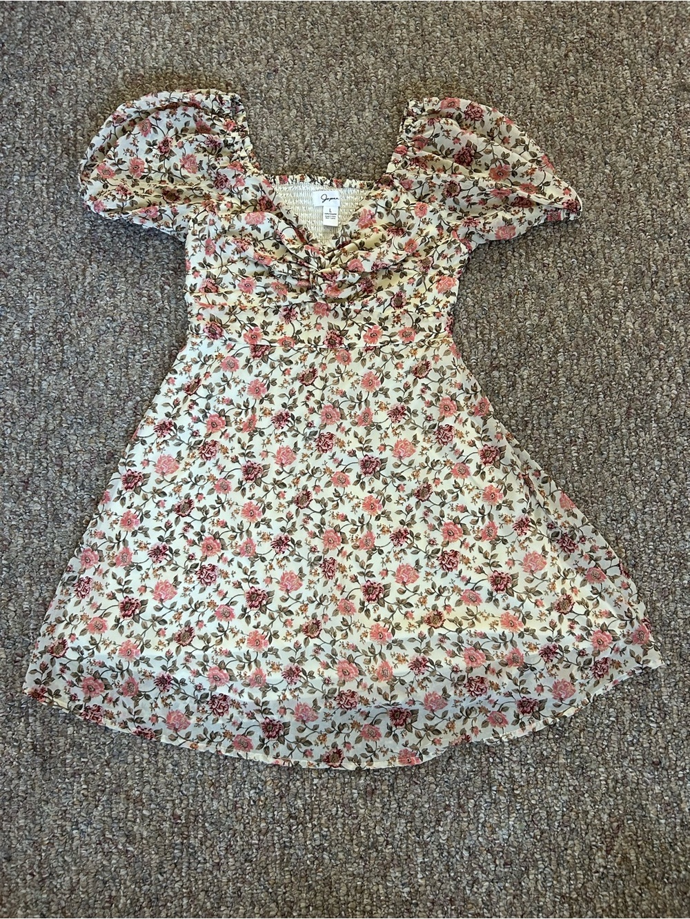 Jopra Floral Puff Sleeve Smocked Mini Dress
